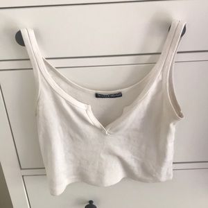 brandy melville white notch neck crop top